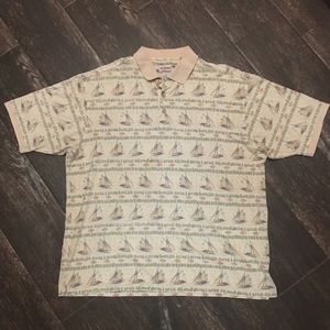 Summa Sail Boat White Collared Shirt Sz XL